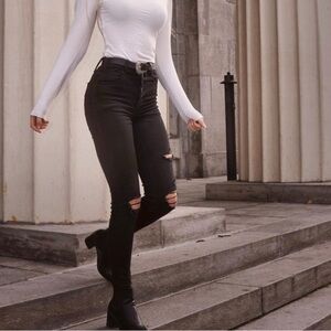 Black Distressed Women's Jeans